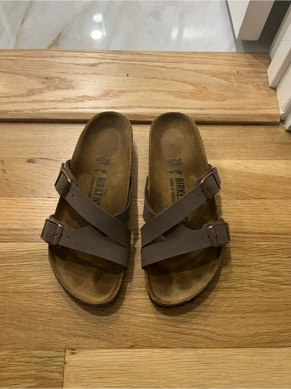 Birkenstock Kids Brown Crisscross Buckle Sandals